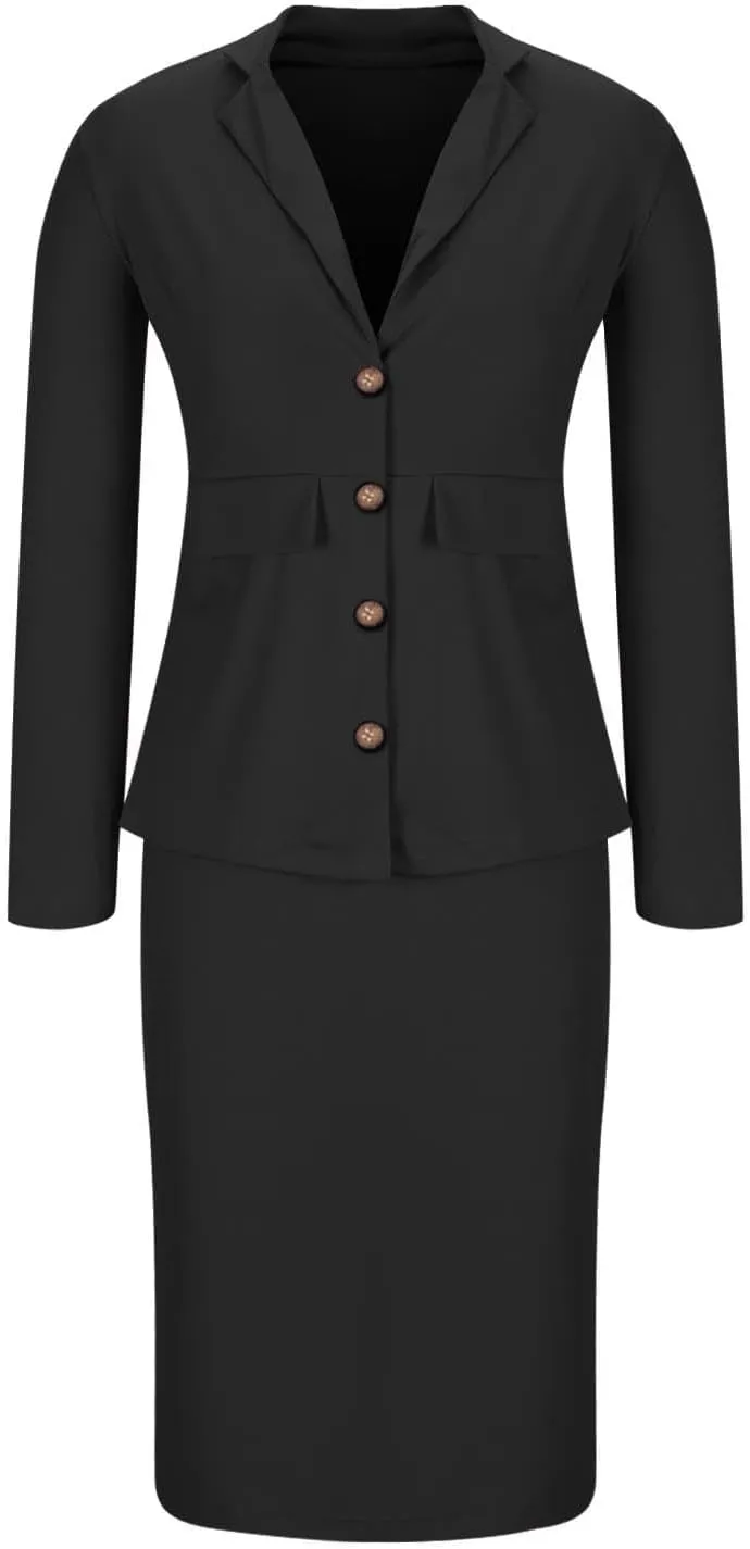 2 Piece Outfits for Women Formal Office Business Work Jacket Skirt Suit Set Blazer Jacket Skirt Set Pencil Dresses