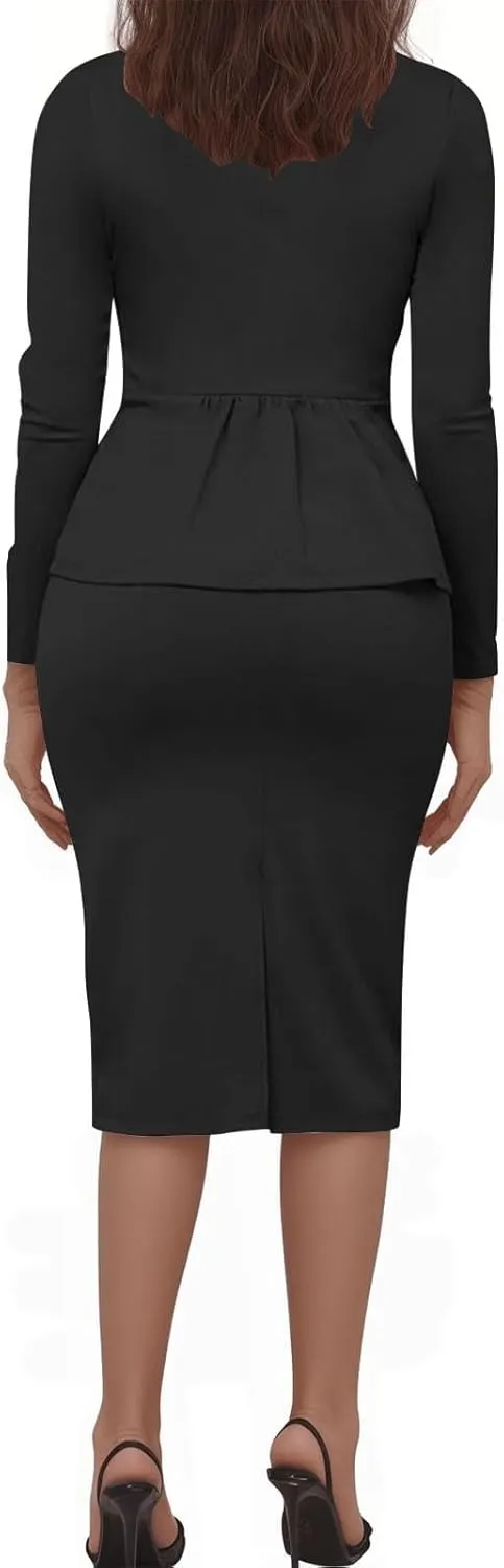 2 Piece Outfits for Women Formal Office Business Work Jacket Skirt Suit Set Blazer Jacket Skirt Set Pencil Dresses