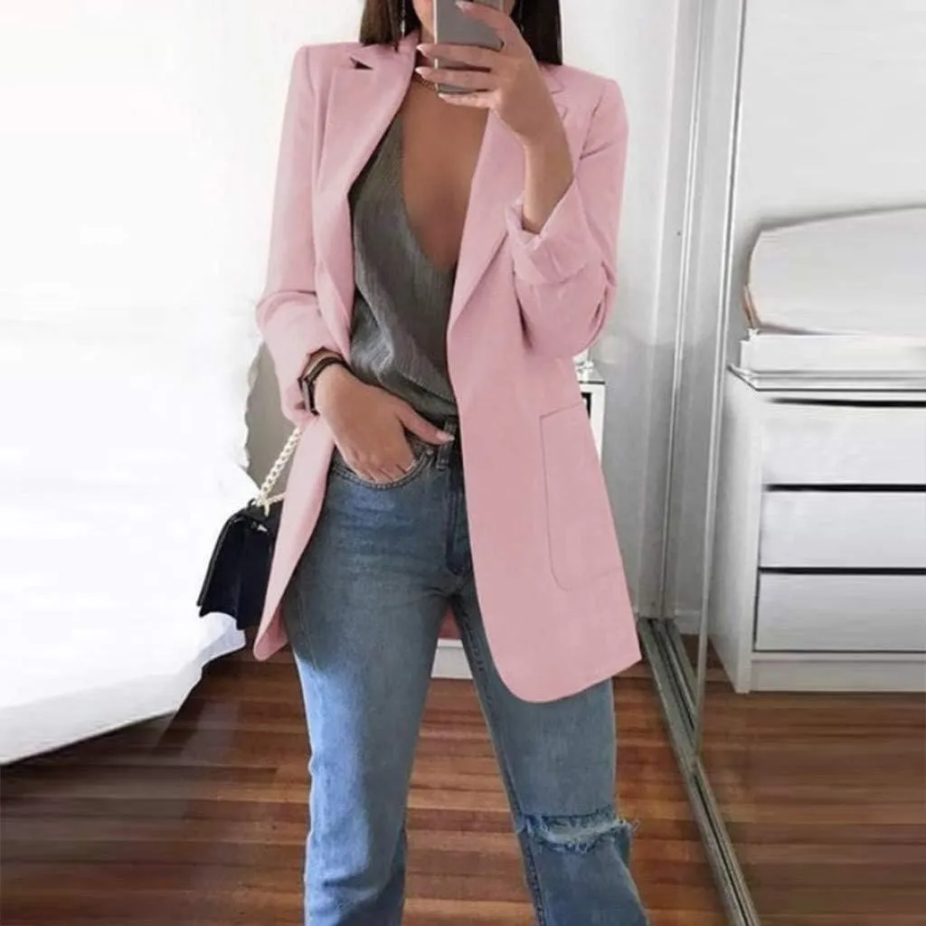 2024 Blazer for Women Trendy Business Casual Jackets Long Sleeve Open Front Cardigan Work Suit Fall Fashion Blazer