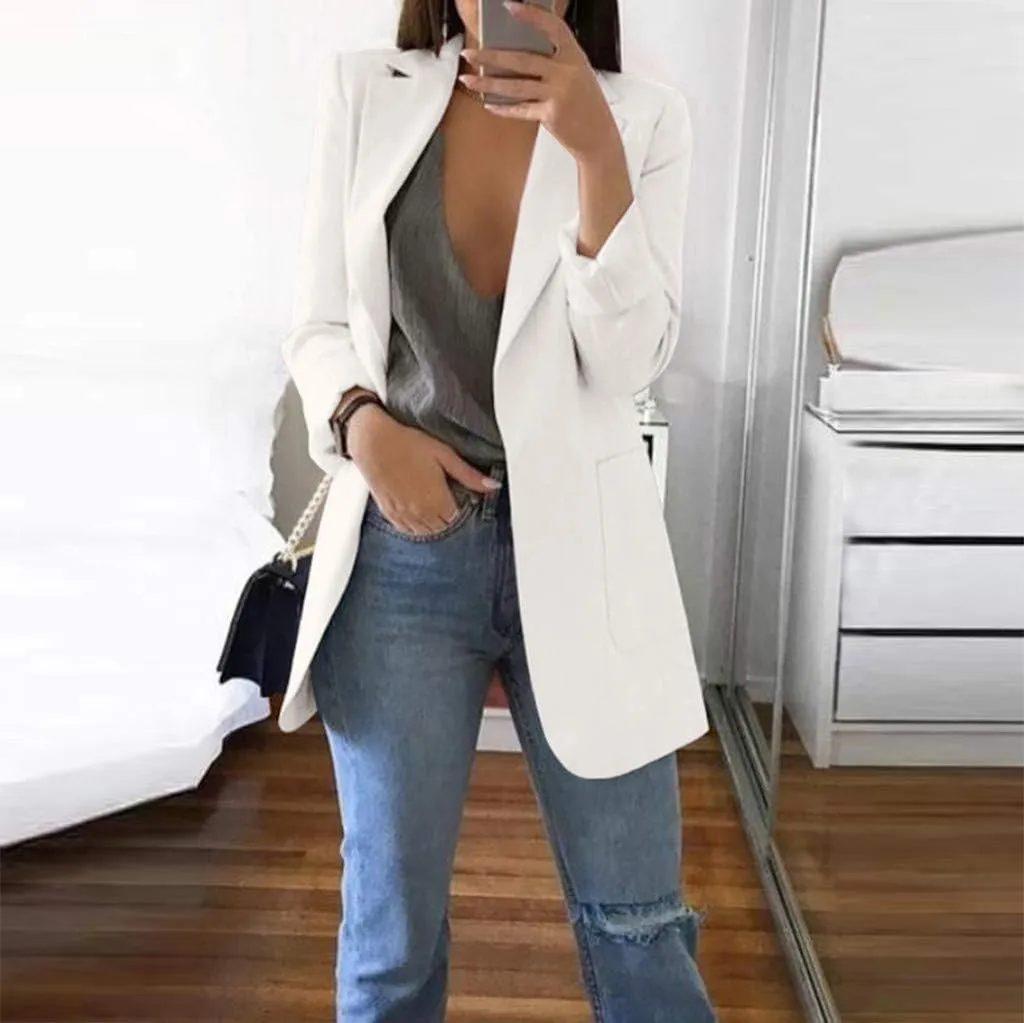 2024 Blazer for Women Trendy Business Casual Jackets Long Sleeve Open Front Cardigan Work Suit Fall Fashion Blazer
