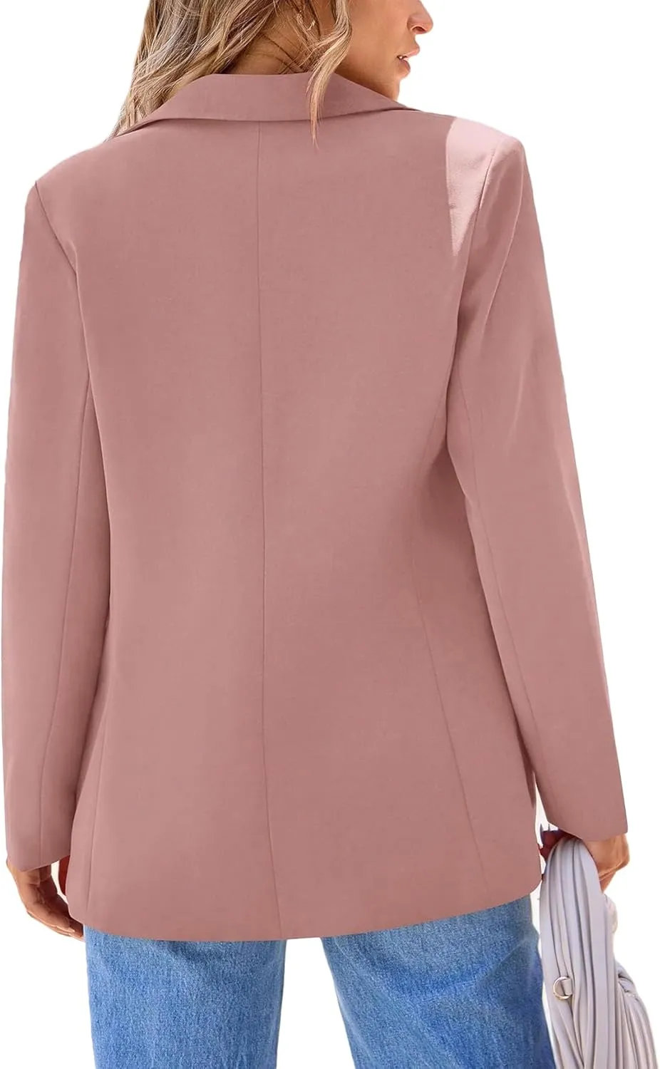 2024 Women's Fall Winter Blazer Business Casual Suit-Fully Lined Notch Lapel Solid Button Loose Jacket with Pockets