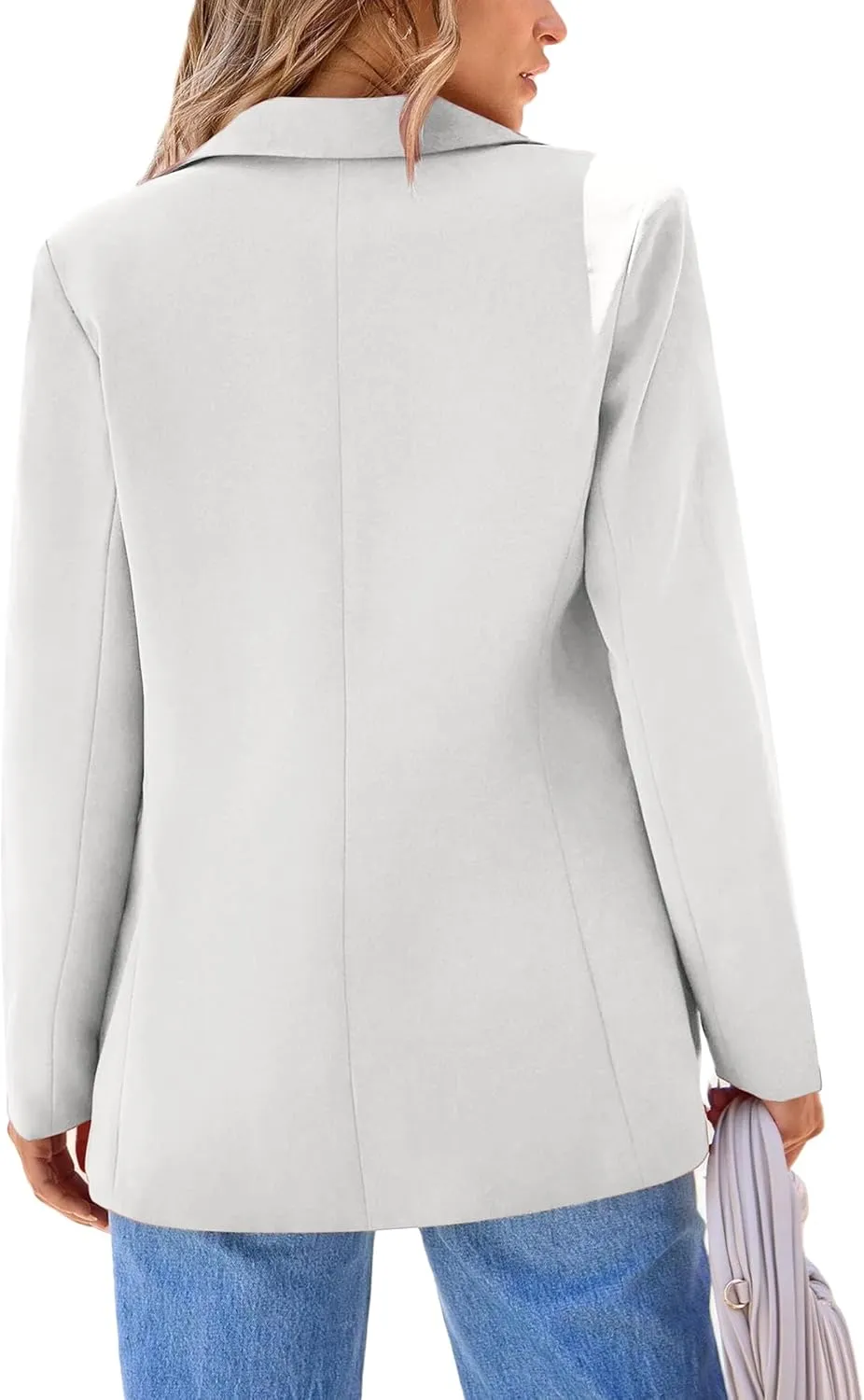2024 Women's Fall Winter Blazer Business Casual Suit-Fully Lined Notch Lapel Solid Button Loose Jacket with Pockets