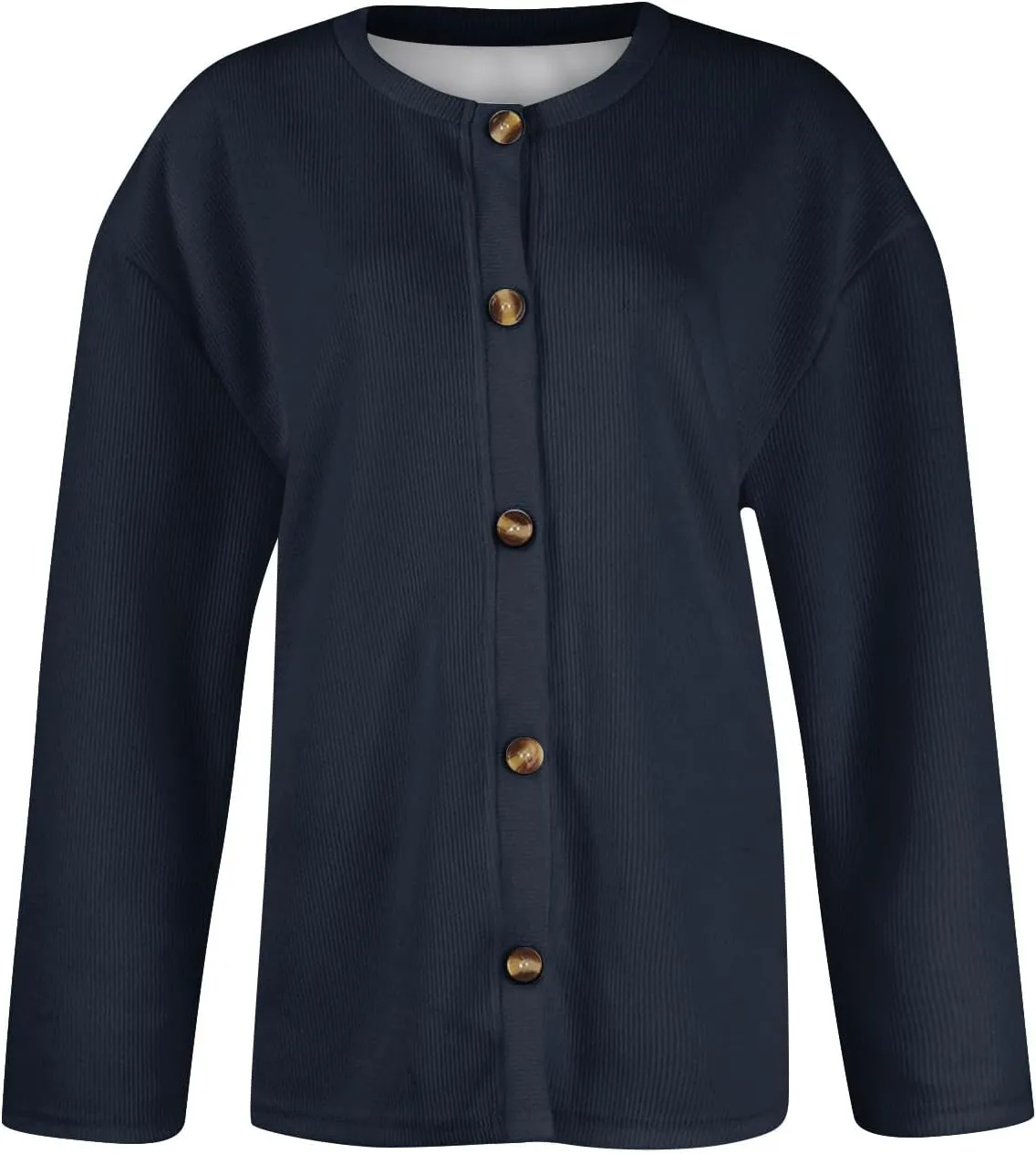 2024 Women's Fashion Solid Colour Long Sleeve Knitted Cardigan Button Up Jacket