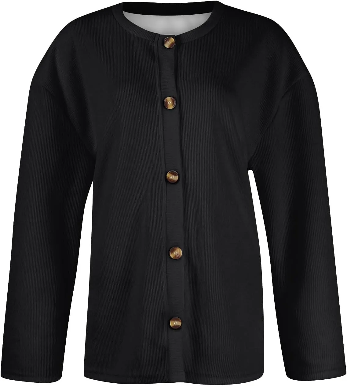 2024 Women's Fashion Solid Colour Long Sleeve Knitted Cardigan Button Up Jacket