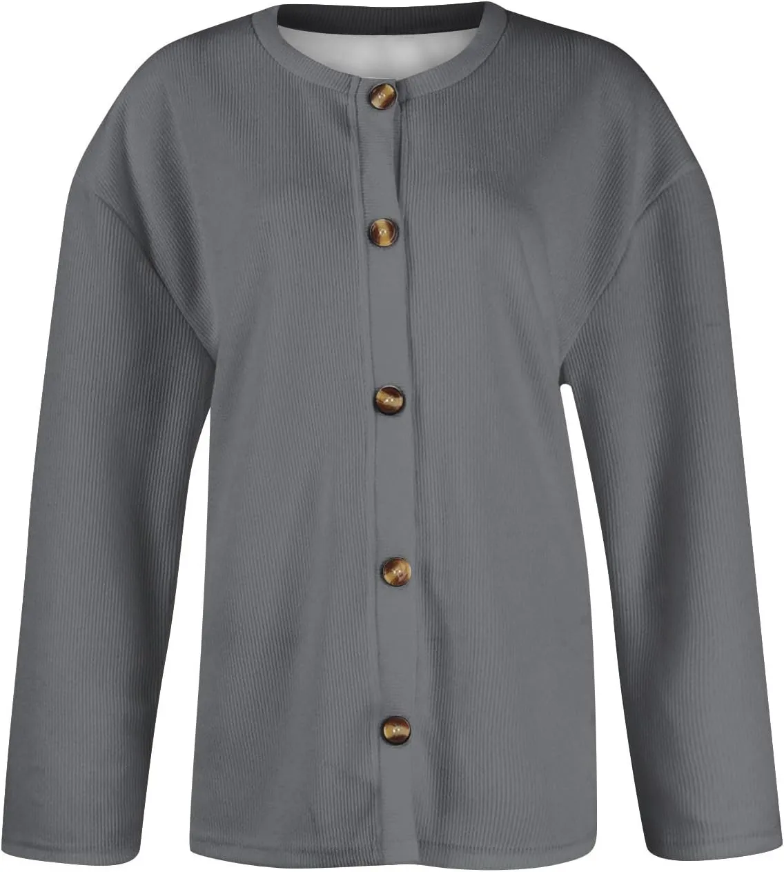 2024 Women's Fashion Solid Colour Long Sleeve Knitted Cardigan Button Up Jacket