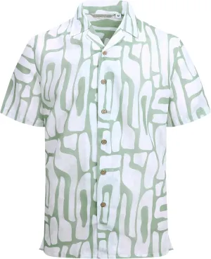 Alex Vando Mens Print Linen Cotton Shirts Short Sleeve Casual Summer Beach Hawaiian Shirt for Men