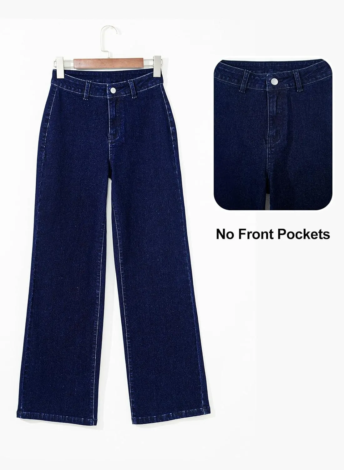 Astylish Womens High Waisted Jeans Stretchy Wide Leg Straight Trendy 2025 Summer Ankle Denim Pants No Front Pockets