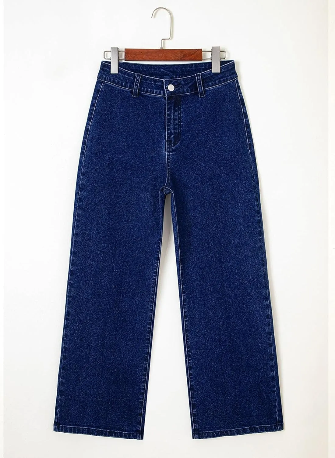 Astylish Womens High Waisted Jeans Stretchy Wide Leg Straight Trendy 2025 Summer Ankle Denim Pants No Front Pockets