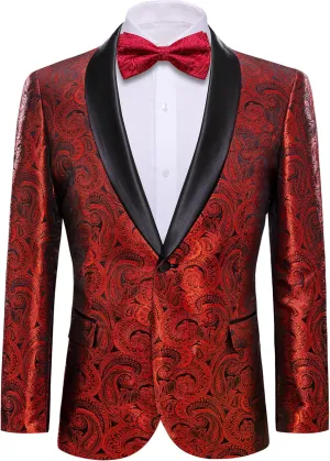 Barry.Wang Blazer for Men Paisley Sport Coat Lightweight Suit Jacket Regular Tuxedo Flower Mardi Gras Carnival Gift