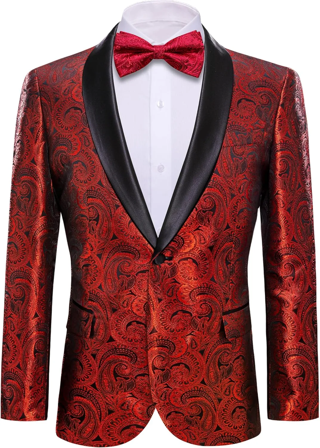 Barry.Wang Blazer for Men Paisley Sport Coat Lightweight Suit Jacket Regular Tuxedo Flower Mardi Gras Carnival Gift