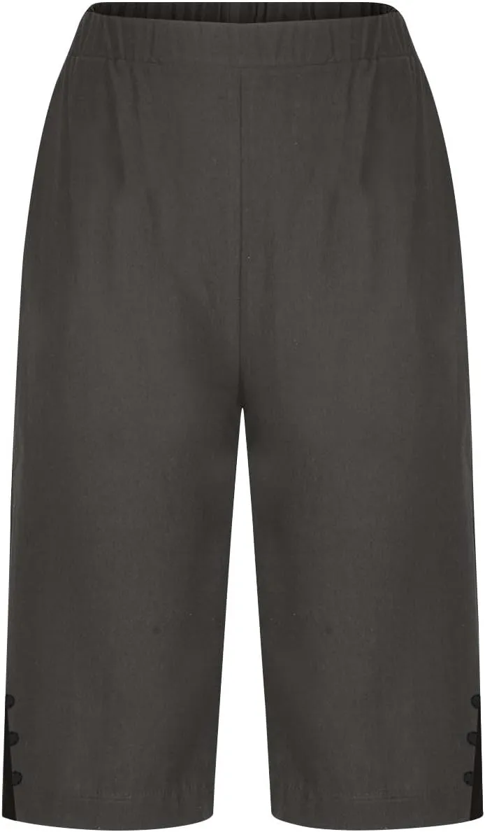 Bermuda Shorts for Women Knee Length Elastic Waist Linen Capris Casual Summer Straight Leg Beach Shorts