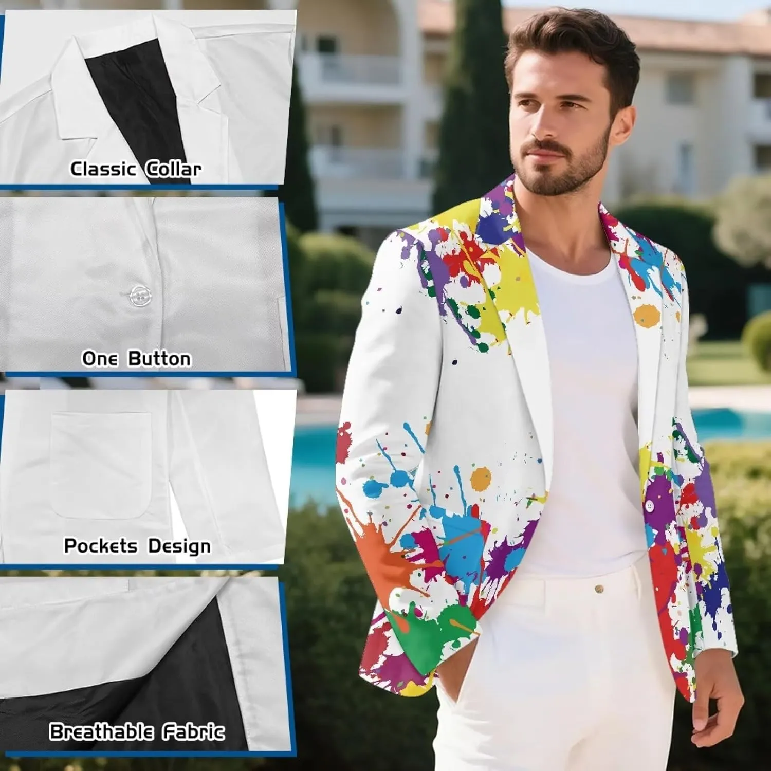 Blazer for Men Casual Suit Jacket Slim Fit Men's Suit Outfit Notch Lapel Sport Coats & Blazers Size S-5XL
