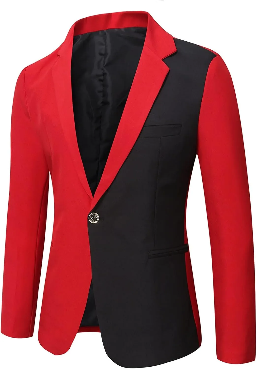 Blazer for Mens Sport Coat Slim Fit Suit Blazer Jacket One Button Patchwork Lightweight for Casual Business Wear