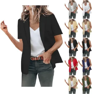 Blazers for Women Business Work Casual Short Sleeve Blazers Suit Summer Comfy Lightweight Open Front Office Vest Tops
