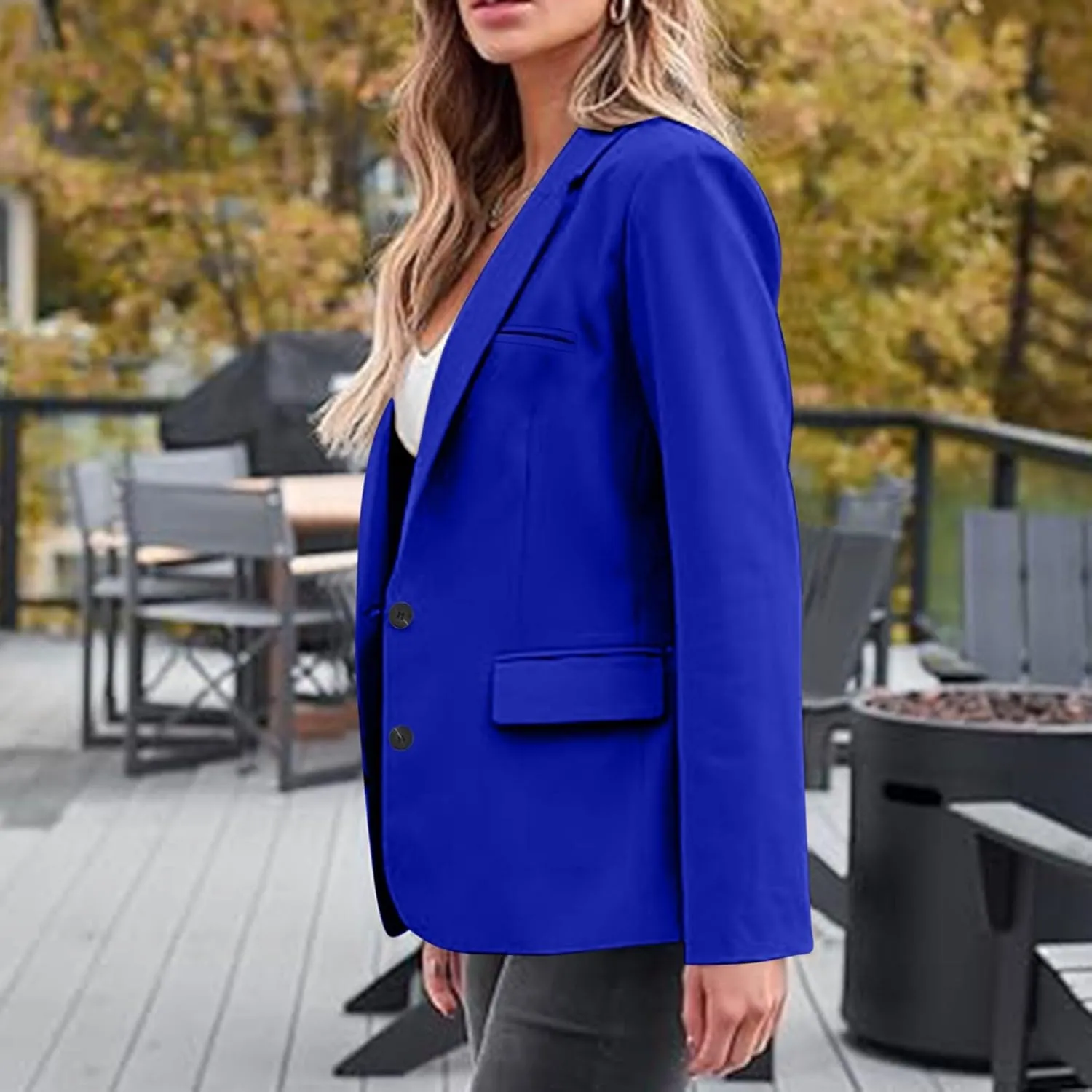 Blazers for Women Dressy Casual Open Front Long Sleeve Work Office Suit Jackets Elegant Button Lapel Business Blazer