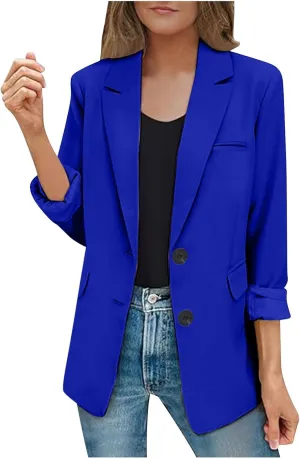 Blazers for Women Dressy Casual Open Front Long Sleeve Work Office Suit Jackets Elegant Button Lapel Business Blazer