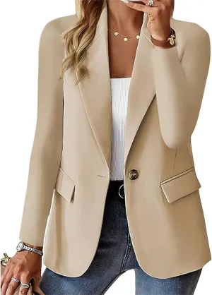 Blazers for Women Long Sleeve Business Casual Jacket Suit Open Front Lapel Stretch Slim Fit for Work Office