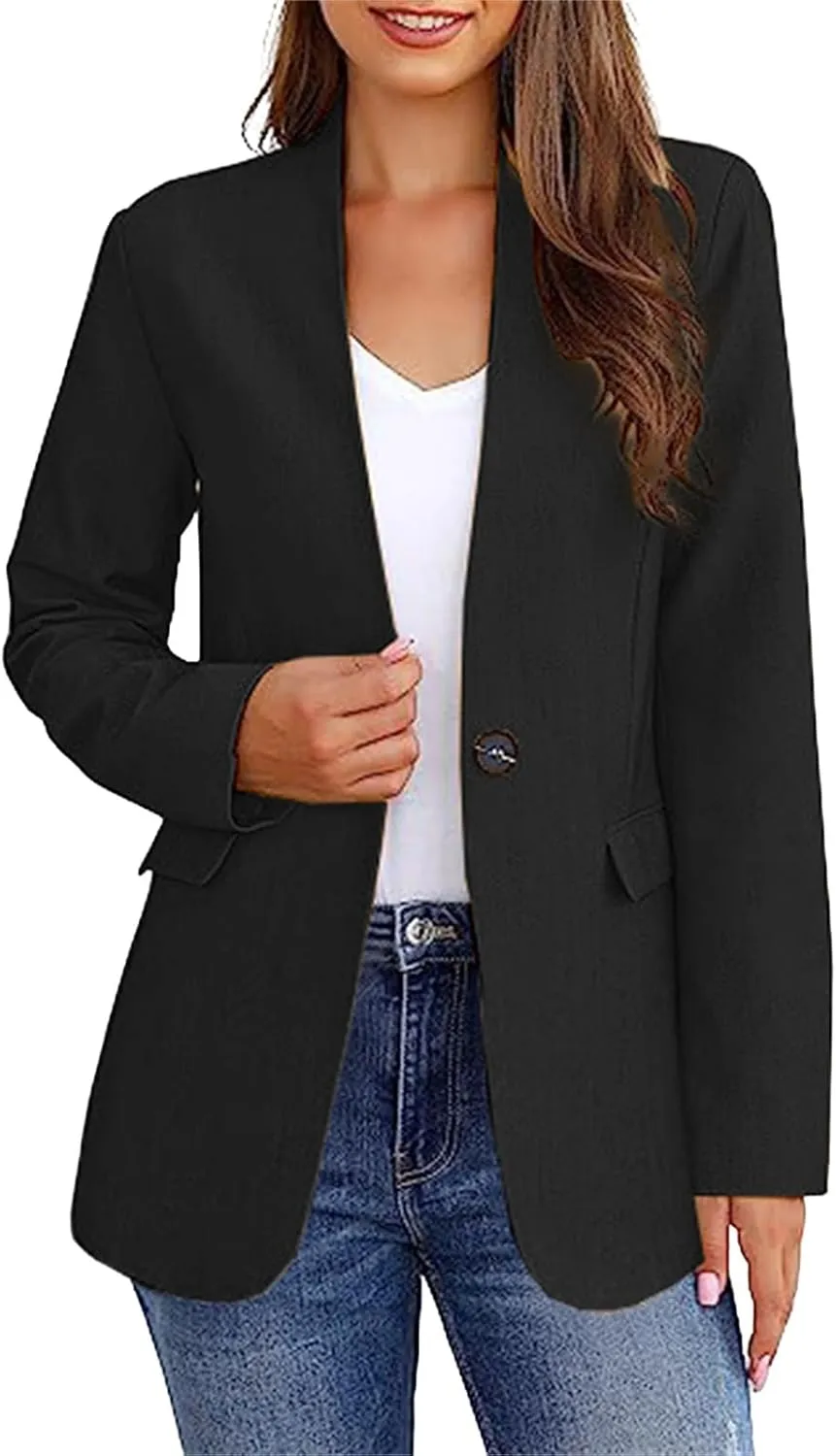 Blazers for Women Long Sleeve Business Casual Jacket Suit Open Front Lapel Stretch Slim Fit for Work Office