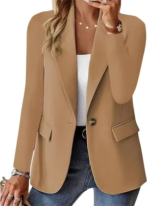 Blazers for Women Long Sleeve Business Casual Jacket Suit Open Front Lapel Stretch Slim Fit for Work Office