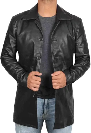 Blingsoul Leather Coats for Men - Vintage Style Long Leather Jacket Men