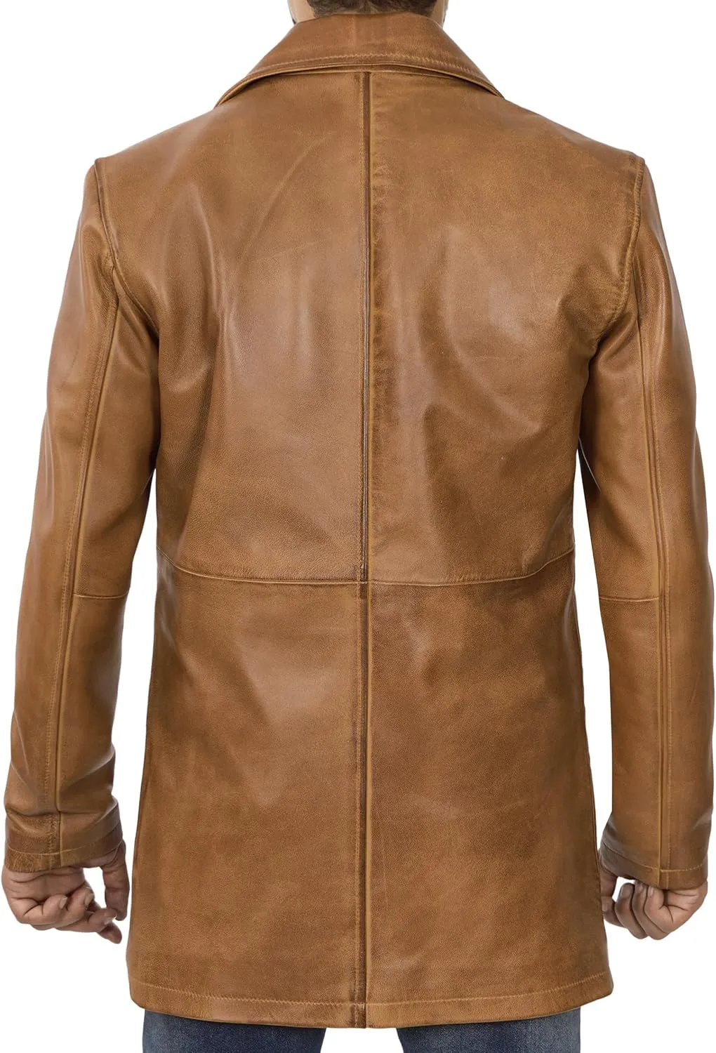 Blingsoul Leather Coats for Men - Vintage Style Long Leather Jacket Men