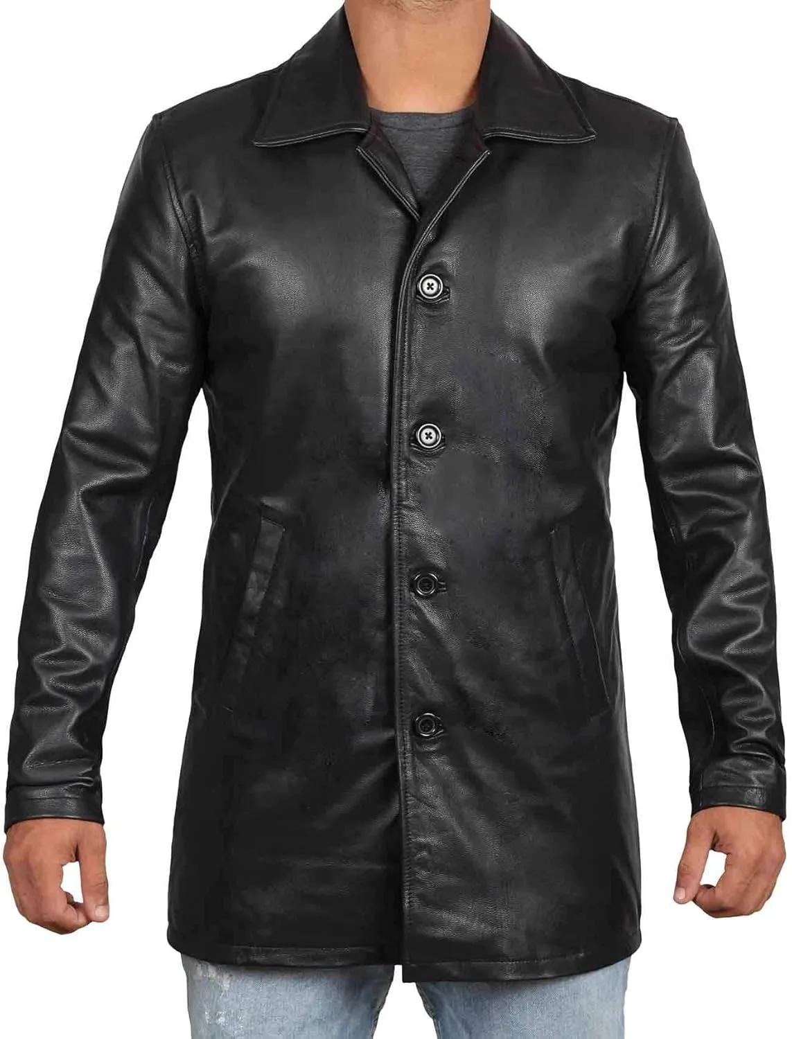 Blingsoul Leather Coats for Men - Vintage Style Long Leather Jacket Men