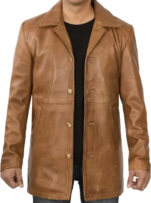Blingsoul Leather Coats for Men - Vintage Style Long Leather Jacket Men