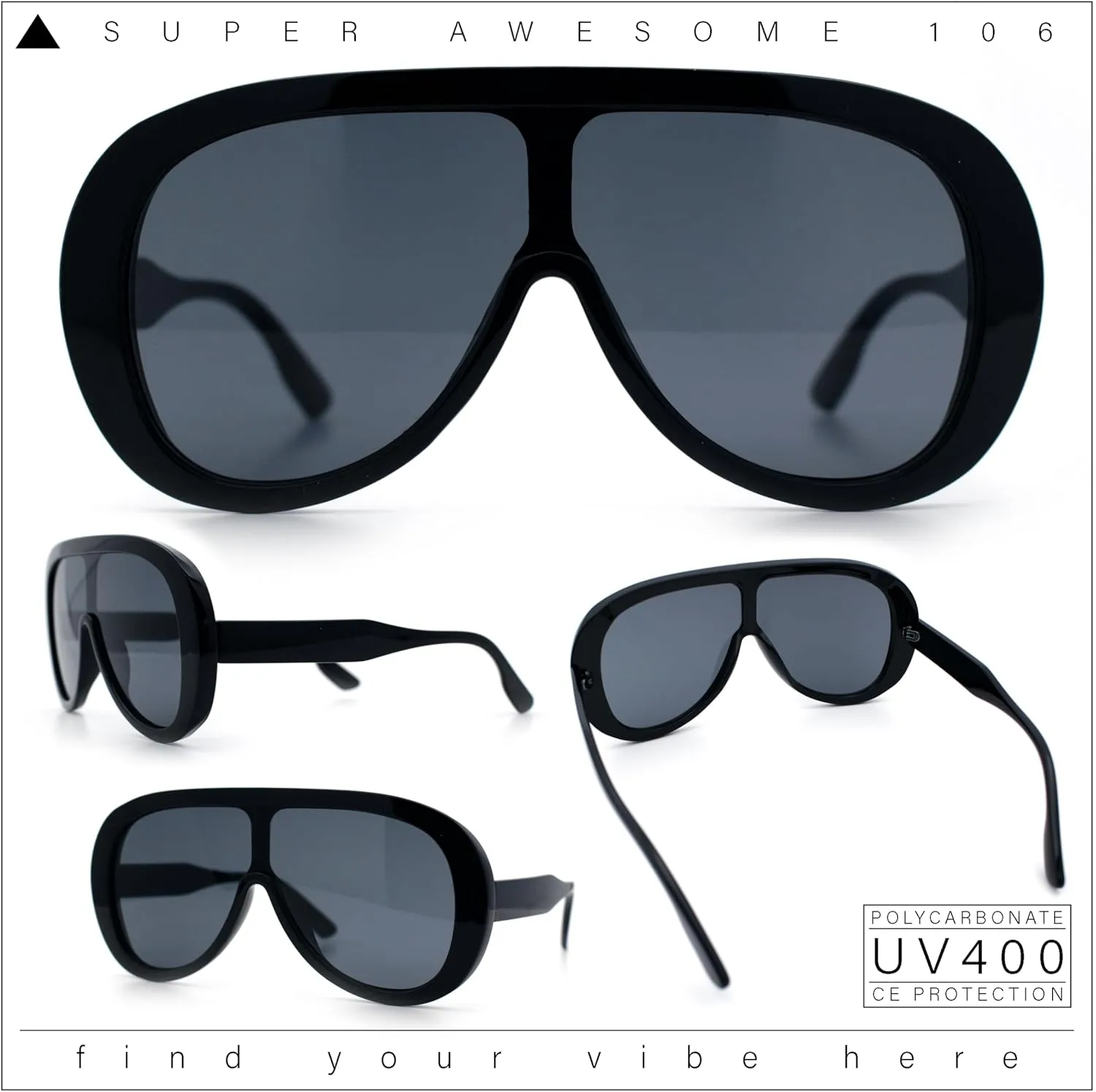 Bold Oversized Shield Thick Plastic Retro Racer Fashion Sunglasses