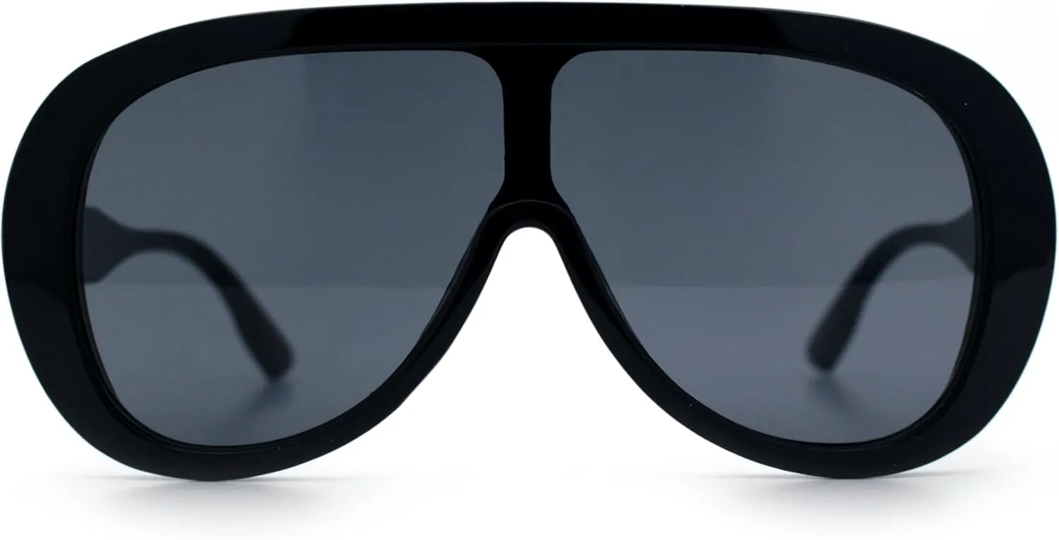 Bold Oversized Shield Thick Plastic Retro Racer Fashion Sunglasses