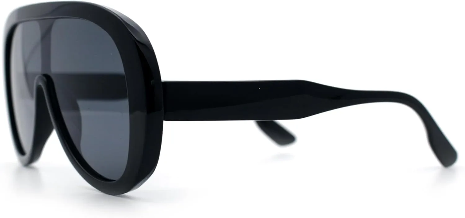 Bold Oversized Shield Thick Plastic Retro Racer Fashion Sunglasses