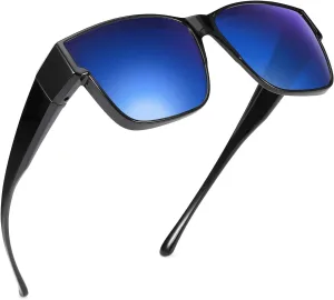 Br'Guras Oversized Fit Over Sunglasses Wear Over Glasses with Polarized Lenses Retro Squared Sunglasses for Men