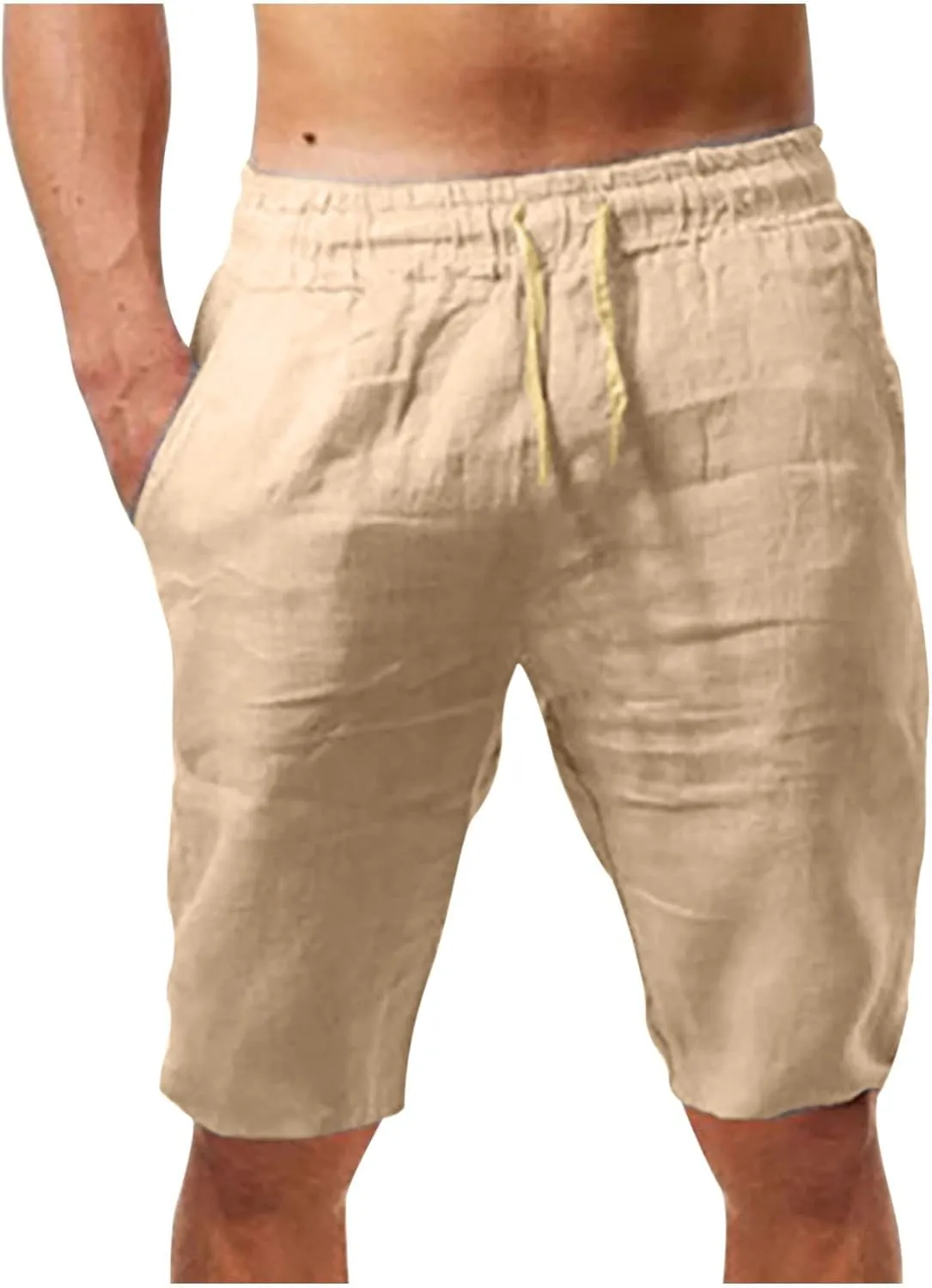 Business Shorts for Men knee-length Stylish Trunks Short Pants Trouser Breathable Slim Fit Straight Trunks Pants