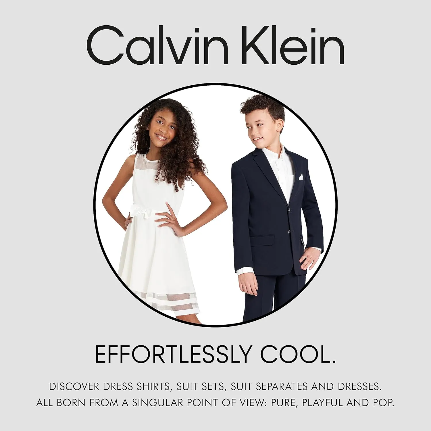 Calvin Klein Boys' Flat-Front Suit Dress Pant, Drawstring Closure