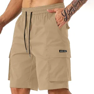 Cargo Shorts Men Drawstring Waist Utility Pocket Shorts for Outdoor Casual Bermudas or Daily Function Wear Golf