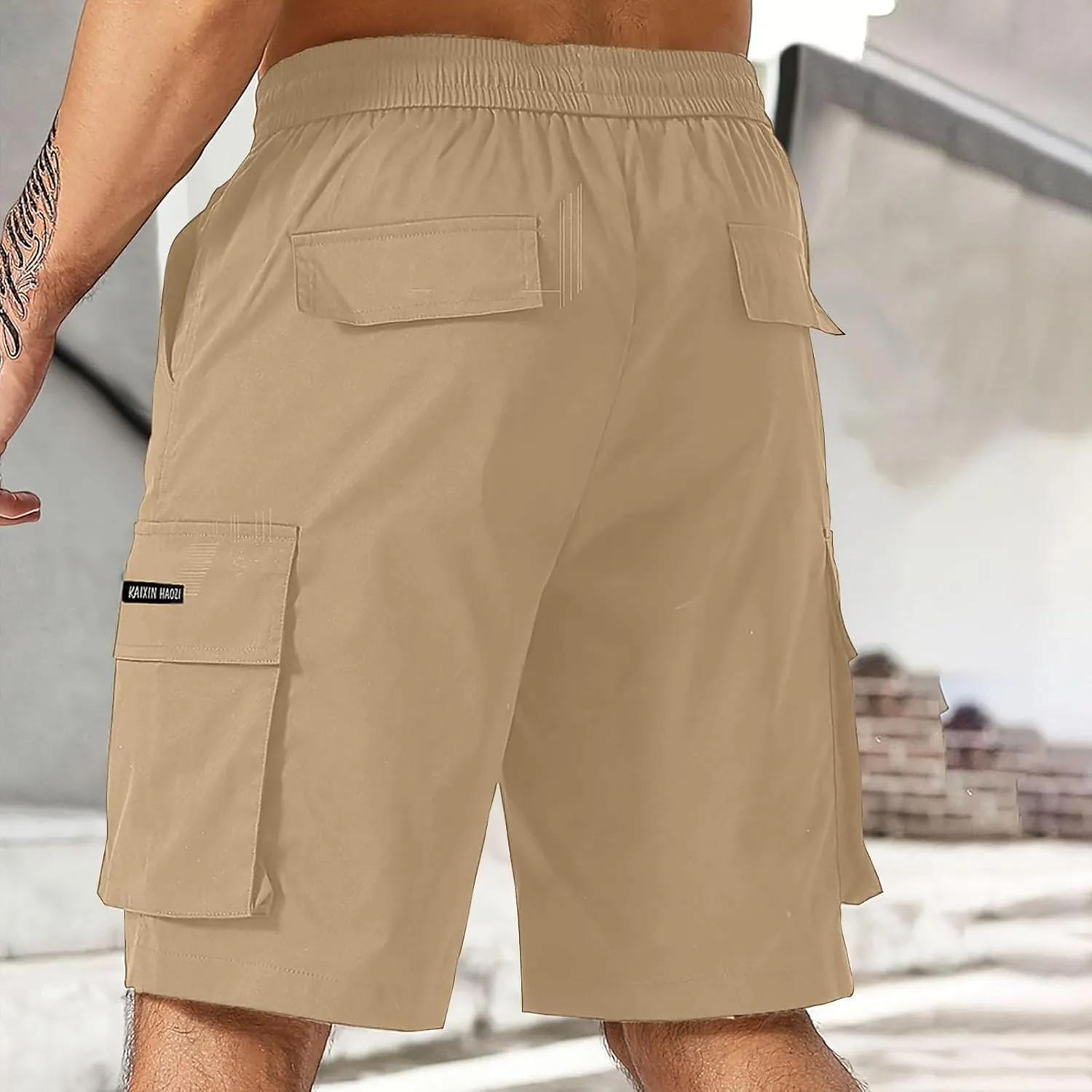 Cargo Shorts Men Drawstring Waist Utility Pocket Shorts for Outdoor Casual Bermudas or Daily Function Wear Golf