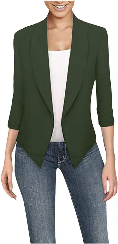 Casual Blazers for Women's Business Casual Lapel Collar Oversized Suit Blazers Long Sleeve Slim Fit Work Jacket Tops