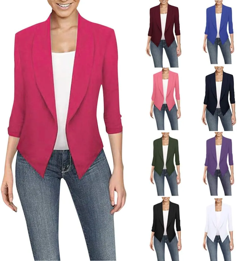 Casual Blazers for Women's Business Casual Lapel Collar Oversized Suit Blazers Long Sleeve Slim Fit Work Jacket Tops
