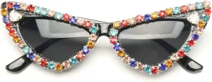 Cat Eye Diamond Sunglasses Women Colorful Punk Crystal Vintage Rhinestone Sun Glasses