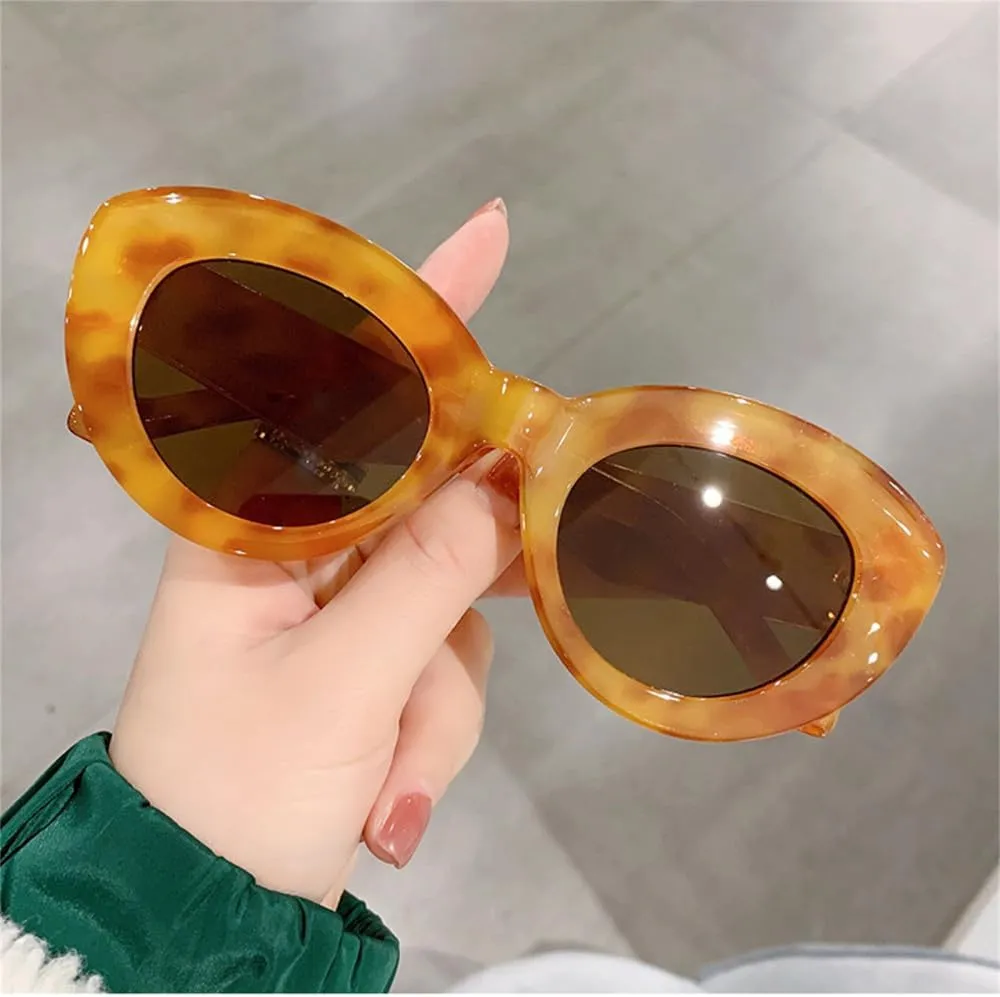 Cat Eye Sunglasses Women Oval Striped Sunglasses Lady Vintage Shades Eyewear