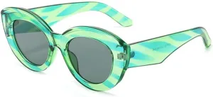 Cat Eye Sunglasses Women Oval Striped Sunglasses Lady Vintage Shades Eyewear