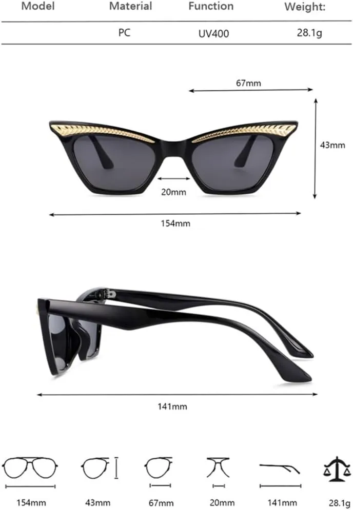 Cat Eye Sunglasses Women Shades UV400 Vintage Glasses