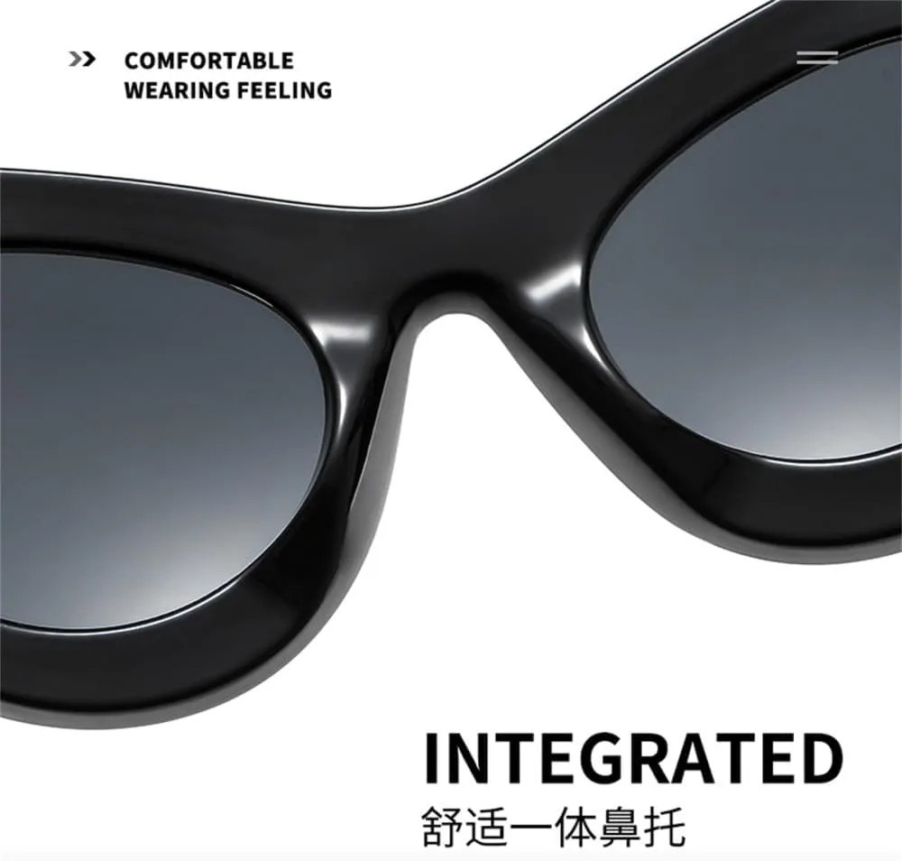 Cat Eye Sunglasses Women Vintage Glasses Goggles Ladies Flat Mirror