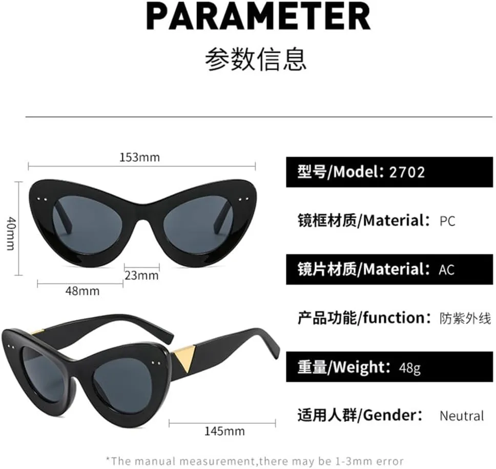 Cat Eye Sunglasses Women Vintage Glasses Goggles Ladies Flat Mirror