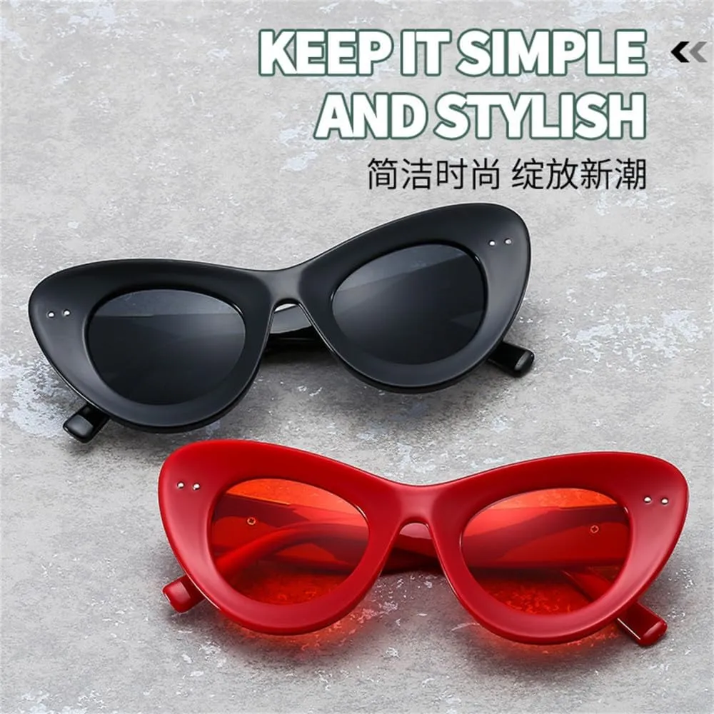 Cat Eye Sunglasses Women Vintage Glasses Goggles Ladies Flat Mirror