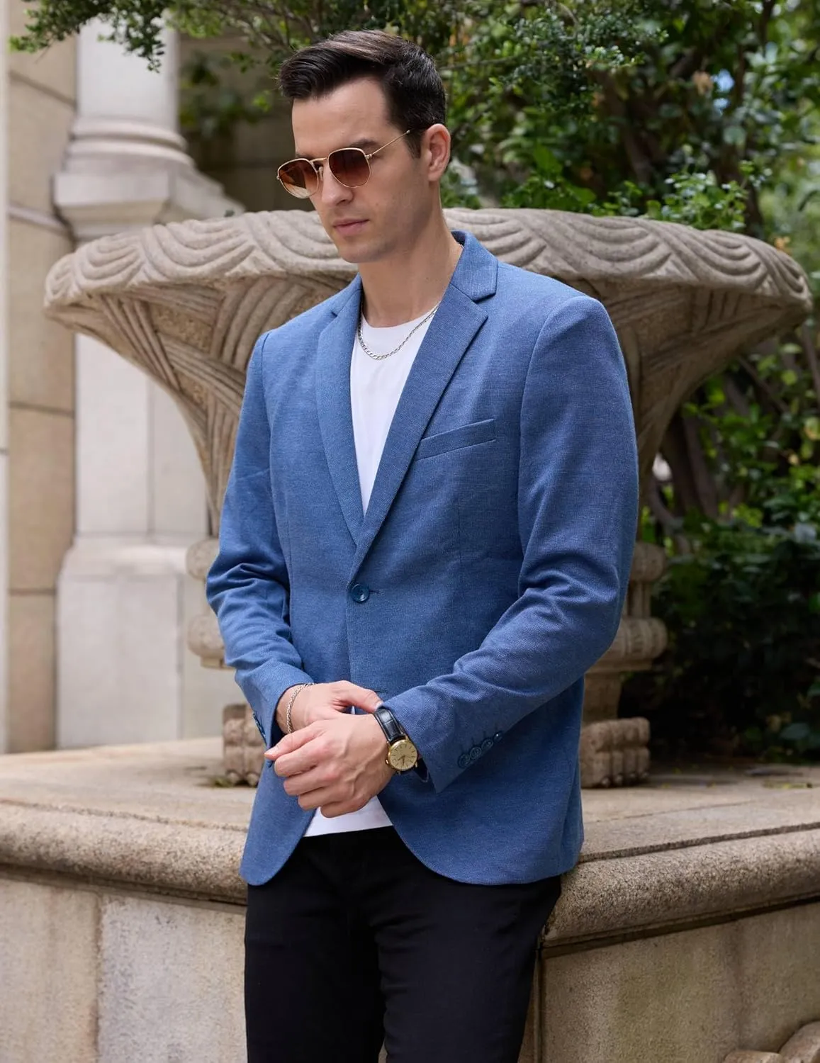 COOFANDY Men's Casual Knit Blazer Stretch Slim Fit Sport Coat Two Button Lightweight Suit Jackets