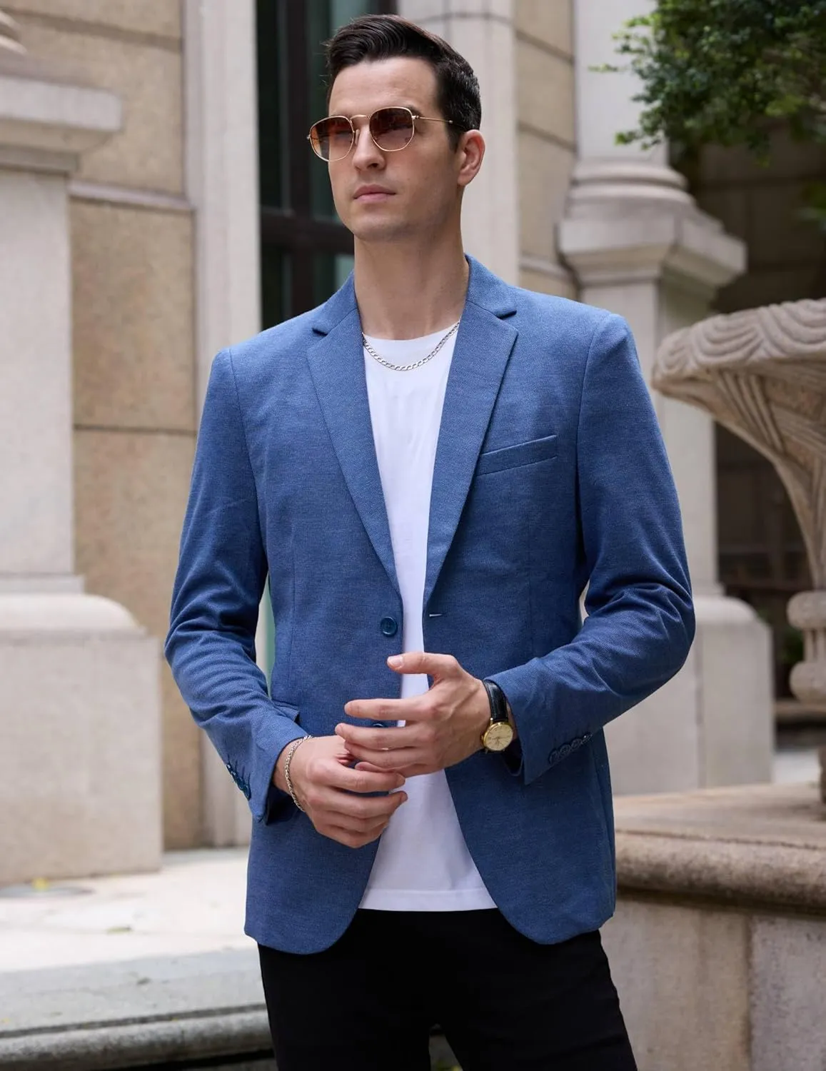 COOFANDY Men's Casual Knit Blazer Stretch Slim Fit Sport Coat Two Button Lightweight Suit Jackets