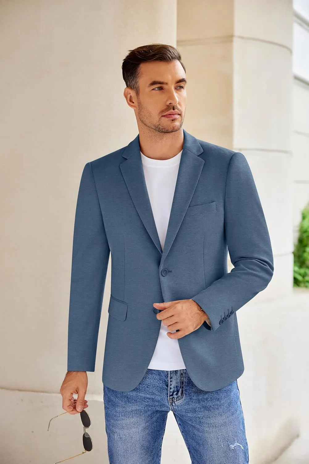 COOFANDY Men's Casual Knit Blazer Stretch Slim Fit Sport Coat Two Button Lightweight Suit Jackets