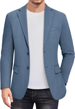 COOFANDY Men's Casual Knit Blazer Stretch Slim Fit Sport Coat Two Button Lightweight Suit Jackets