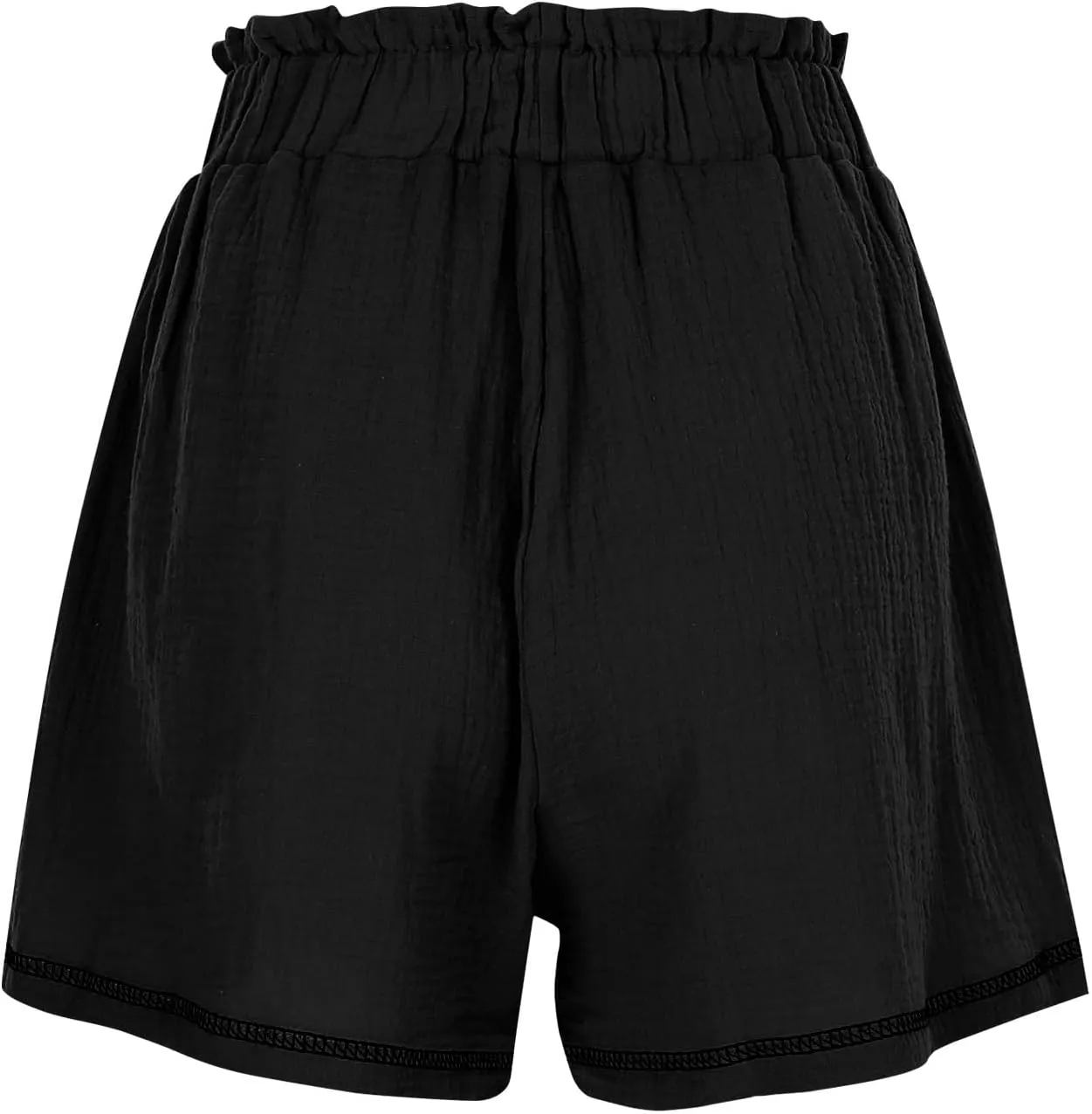 Cotton Linen Shorts for Women High Waisted Drawstring Wide Leg Summer Shorts with Pockets