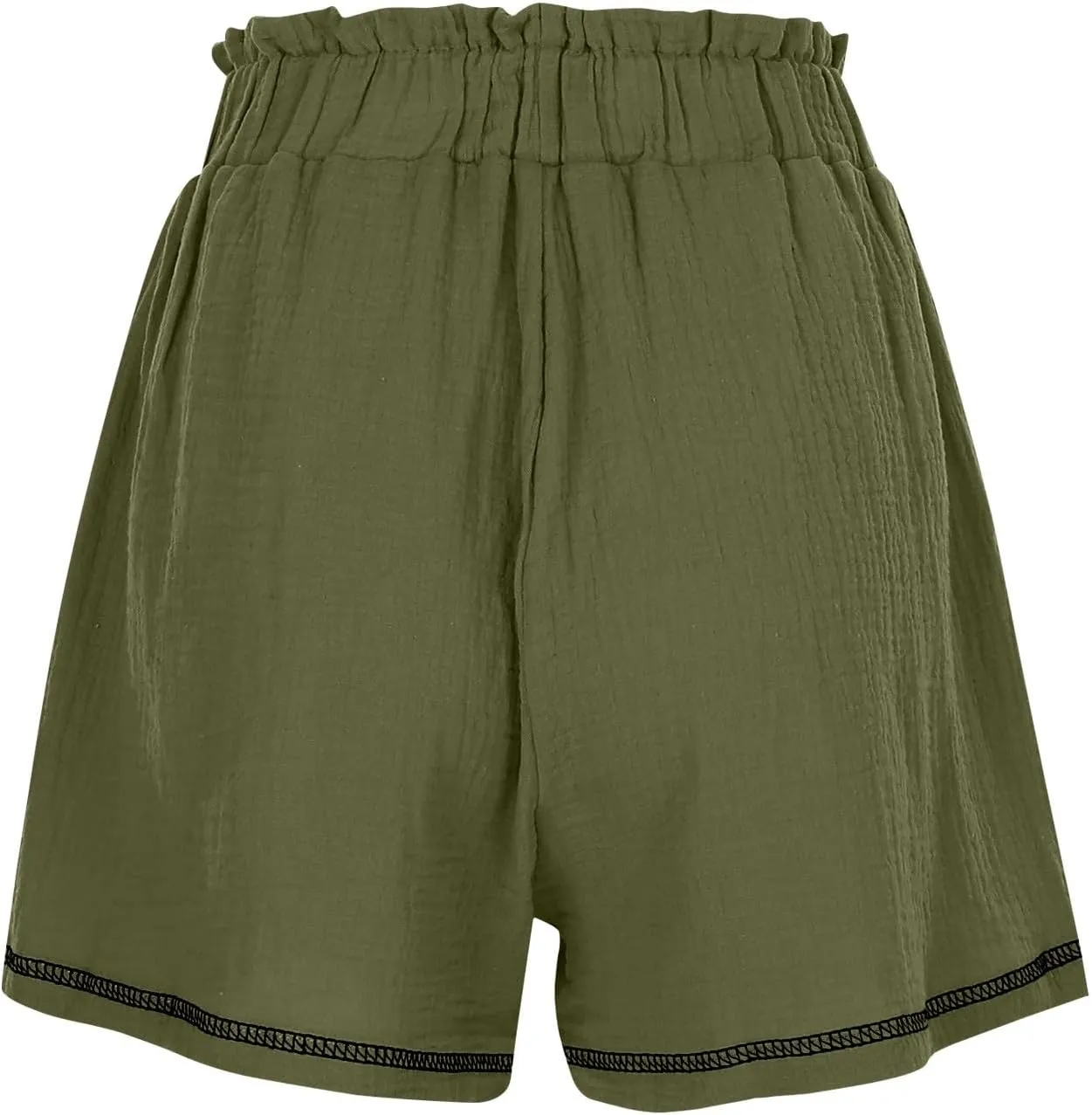 Cotton Linen Shorts for Women High Waisted Drawstring Wide Leg Summer Shorts with Pockets